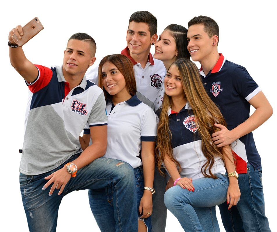 Grupo de personas con polos personalizados de Orange Corp.